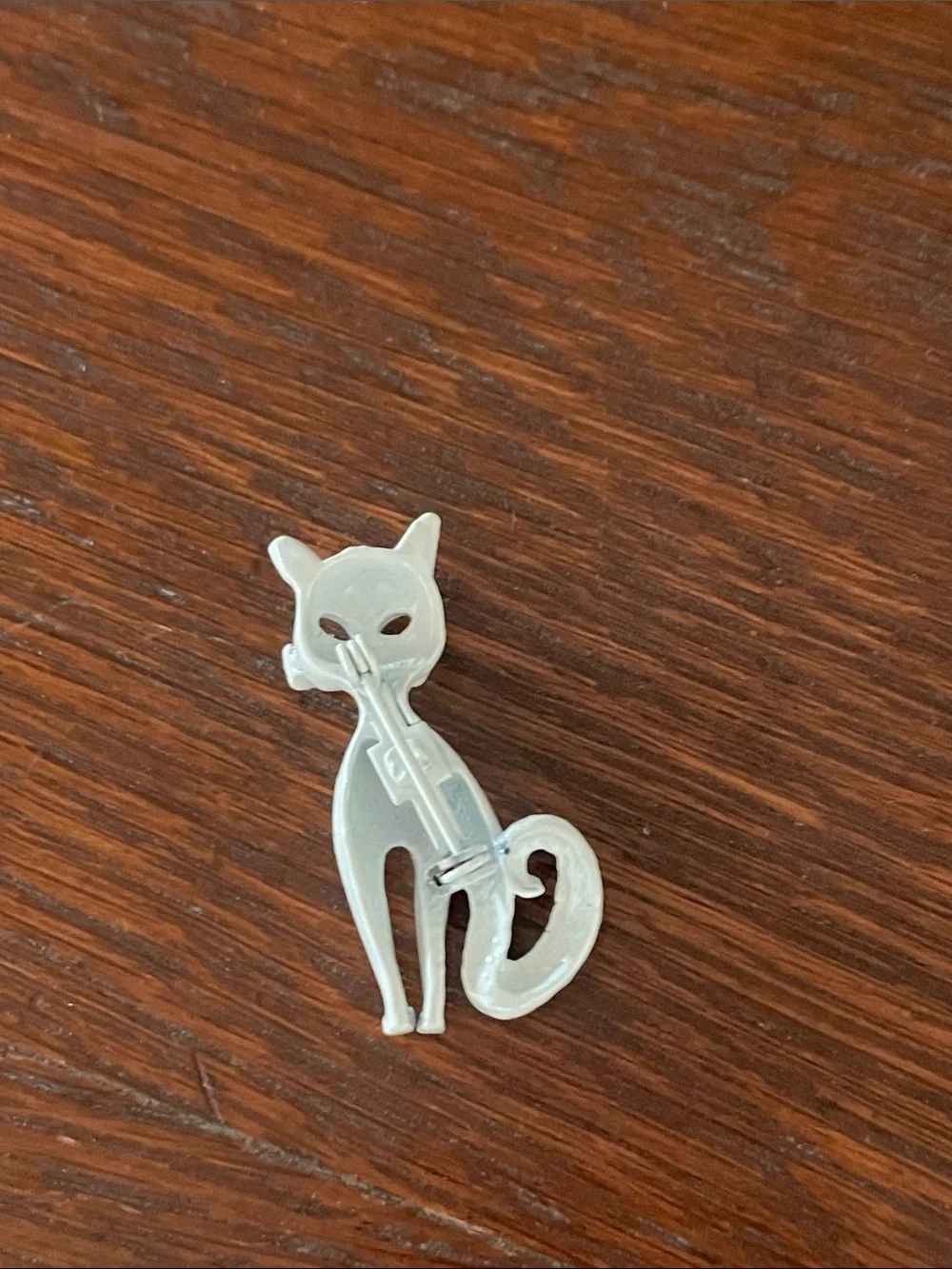 Pearlescent White Cat Pin Brooch with Orange whiskers